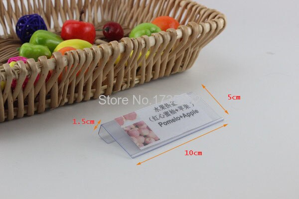 Clear Plastic Label Houders Teken Display Houder Draad Plank Prijs Kaart Transparante Clip Op Data Strip Voor Opbergbakken Mand: Hook Width 15mm