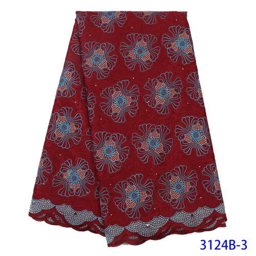 Swiss Voile Lace in Switzerland African Fabric Cotton Laces Fabric Embroidery Lace with Stones for Women KS3124B: Picture 3