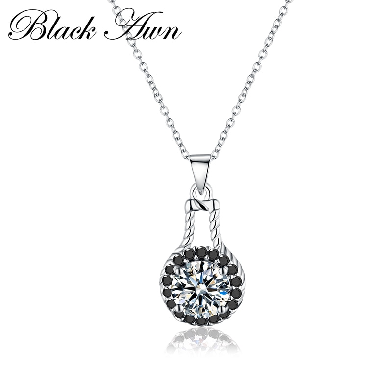 Carrière Fine 100% véritable 925 Bijoux en argent Sterling classique rond femmes colliers et pendentifs Femme Bijoux P015