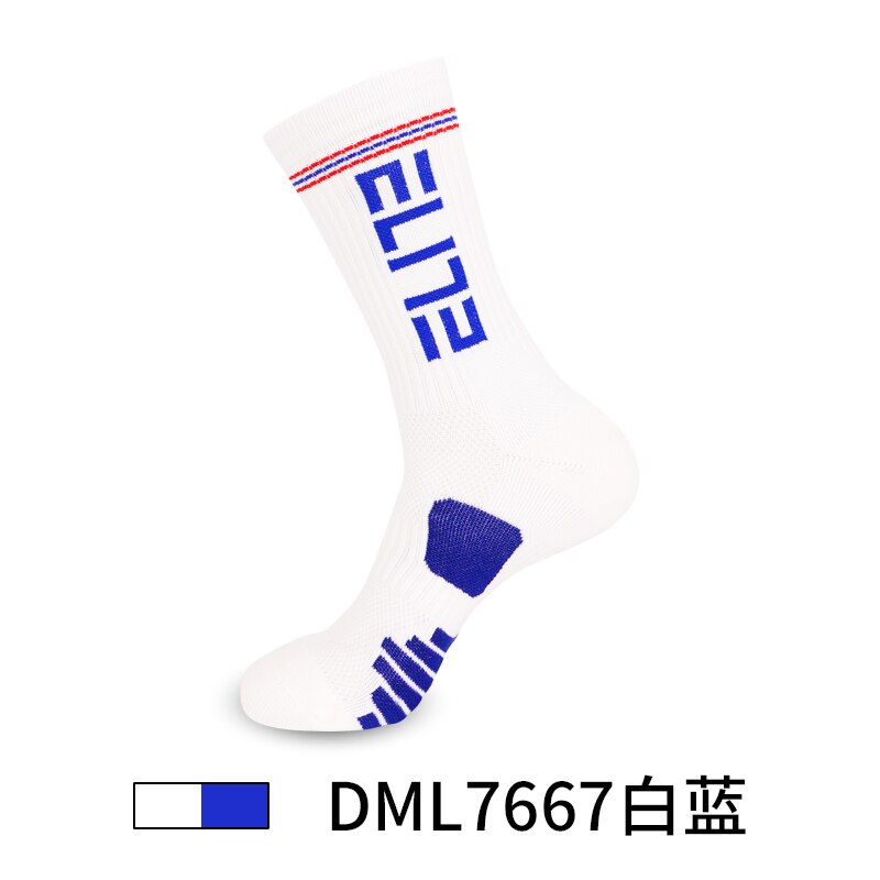 Oddychające sportowe pończochy moda Running praktyczne skarpety treningowe profesjonalny ręcznik dolny kosz pończochy: White and blue 7667