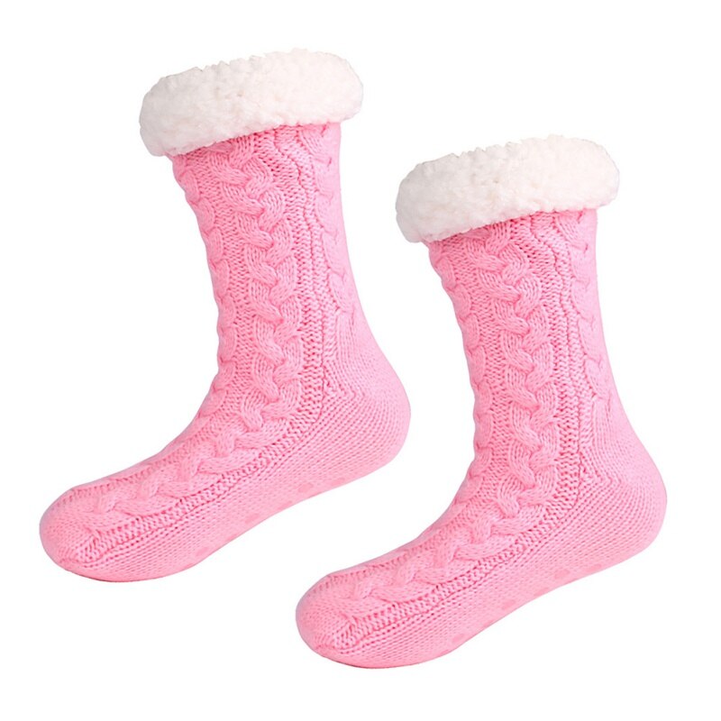 Women Socks Soft Thick Fleece Warm Anti-Slip Slipper Home Bed Floor Socks Winter Warm Soft Warm Socks: B