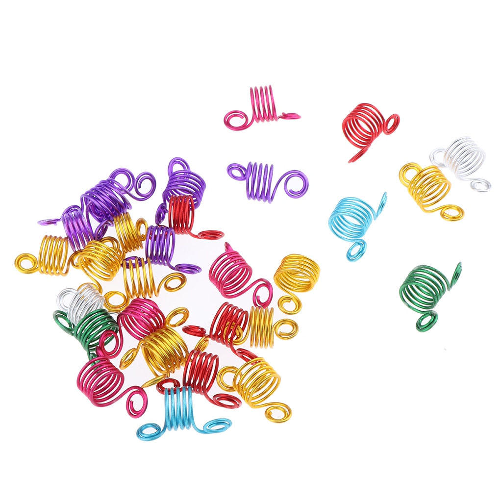 6 Colors Aluminum Hair Cuffs Braiding Beads Twisted Hair Coil Dreadlocks Wraps 30Pcs Hair Dreadlocks Bead Hair Aluminum Rings
