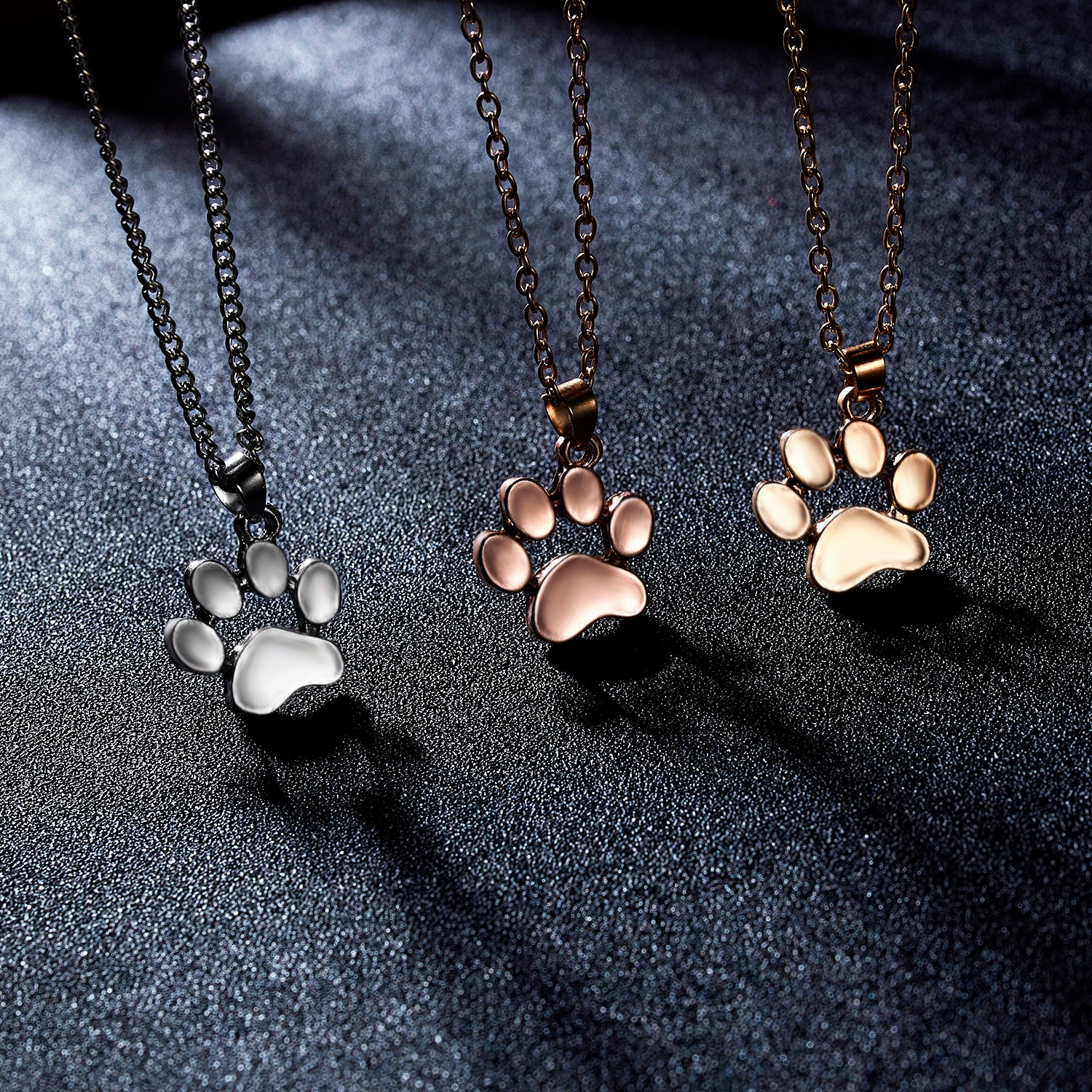 Gold Rose Gold Silber Farbe Niedlichen Hund Pfote Hohl Katze Pfote Mit Herz Anhänger Schlüsselbein Kette Halskette Weibliche Süße Schmuck