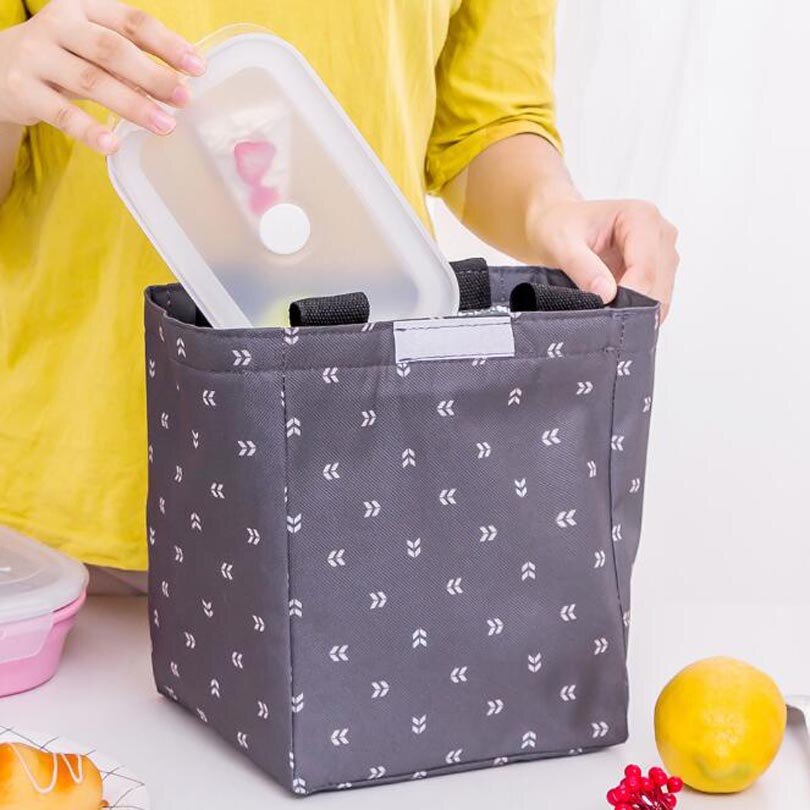 Leaf Pattern Waterproof Oxford Tote Lunch Bag Large Capacity Thermal Food Picnic Lunch Bags for Women kid Men Cooler Lunch Box