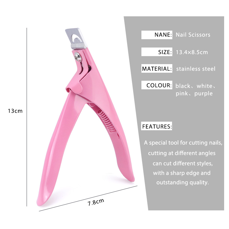 1 stks professionele nail art clipper speciale u-type valse tips rand nagelknipper roestvrij staal kleurrijke manicure nagel gereedschap j-1