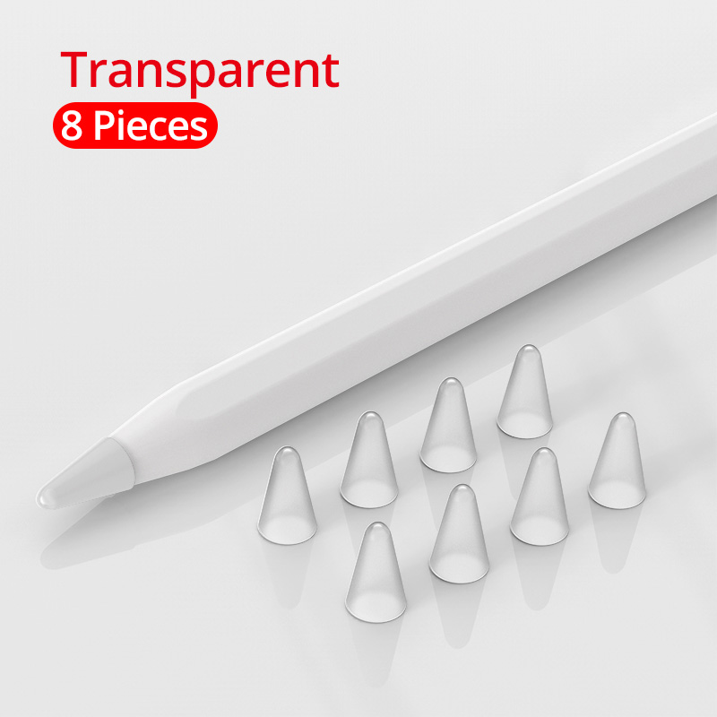 PZOZ 8szt Futerał Ochronny Silikonowy do Apple Pencil 1 & 2 - Pokrowiec na Rysik: Przezroczysty
