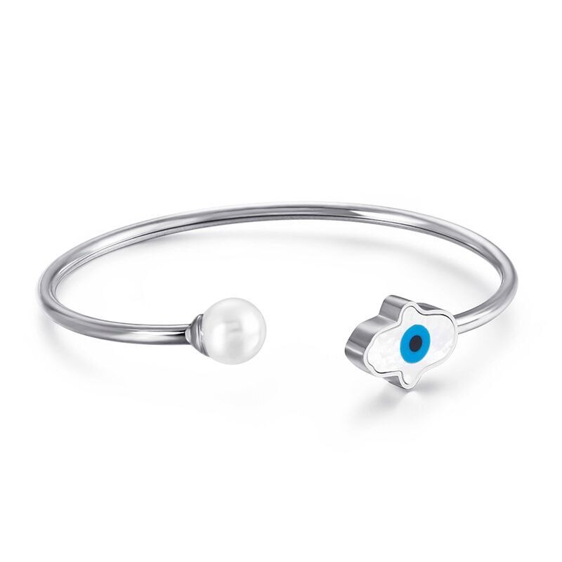 Rustfrit stål djævelens øje armbånd guld/rosa/sølv farve perle kvinde armringe armbånd til smykkefest: Stål