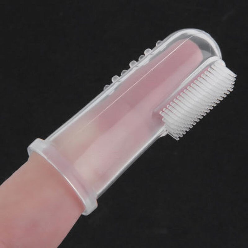 Bébé doigt brosse à dents enfants dents outil de soin clair Silicone souple bébé brosse à dents en caoutchouc nettoyage bébé brosse avec boîte