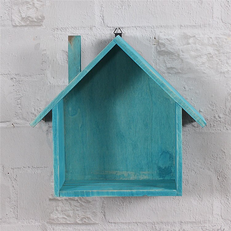 Étagère murale en bois colorée rétro, décoration créative pour maison en forme d'étagère, décoration artisanale pour chambre d'enfants WF925: blue
