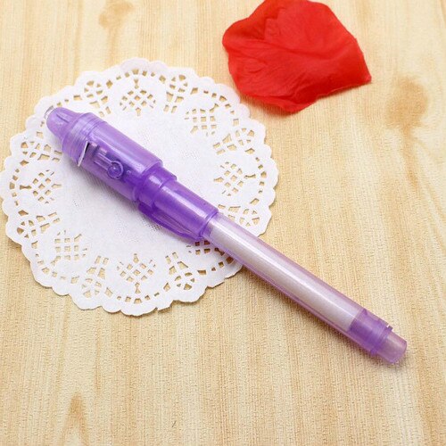 Mini Draagbare Pen Inkt Secret Marker Pen Onzichtbare Uv Led Pen Met Ultra Violet Led Zwart Licht Leren Onderwijs Speelgoed voor Kids: Purple