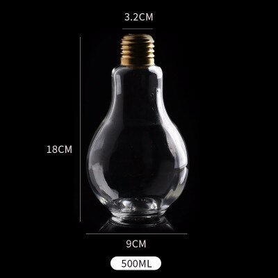 Creativa forma de bombilla de luz para cóctel, zumos, bebidas, botella tubular portátil, bonita copa de vino con personalidad para Bar, Club, en casa: 500ml