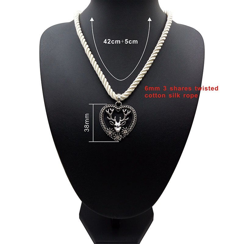 charmant Elch Hirsch Anhänger Halskette Herz bilden Jahrgang Mehrfarbig stränge Seil Halskette Oktoberfest Schmuck