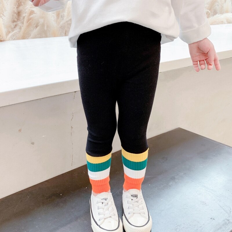 Leggings de algodón 100% para niña, pantalones ajustados, ropa para bebé, Leggings para niño: Negro / 90cm Tall