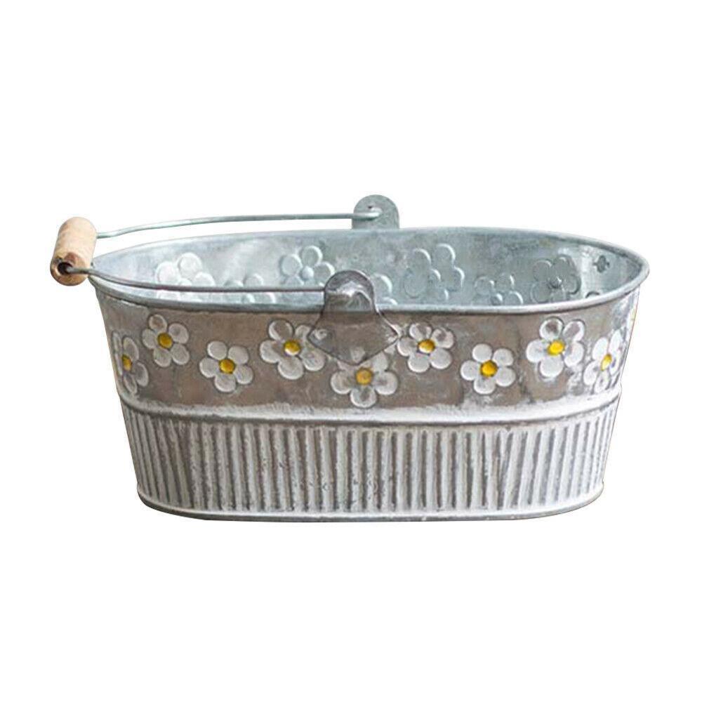 Vintage rauta kukkaruukku työpöytä kukat maljakko kasvi kukkaruukku jalusta riippuva parveke ämpäri näyttö istutus sisustus ruukku: Soikea