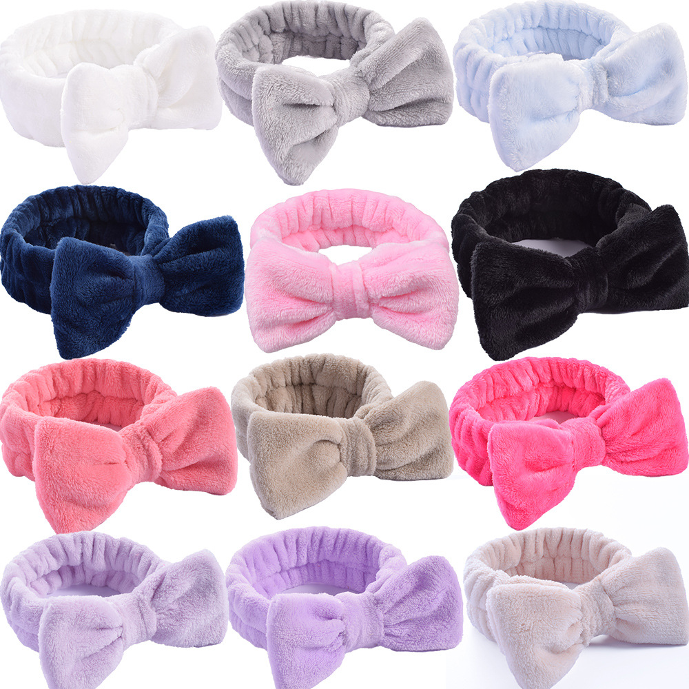 Diademas para el pelo para lavar la cara, diadema con lazo de lana Coral suave y cálida para mujeres y niñas, turbante, accesorios para el cabello de