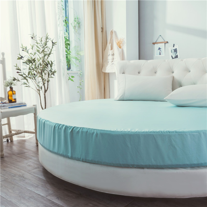 Elastische Ausgestattet Blatt Weichen Seidige Satin- Bettwäsche Einfarbig Bettdecke Matratze Abdeckung für Königin Runde Betten 220x220 230x230 Cm
