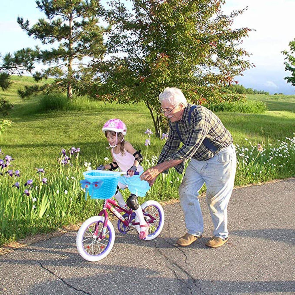 Cykel pink/blå forreste kurv til børn cykler trehjulede scootere børn drenge piger forreste bowknot kurv #y30