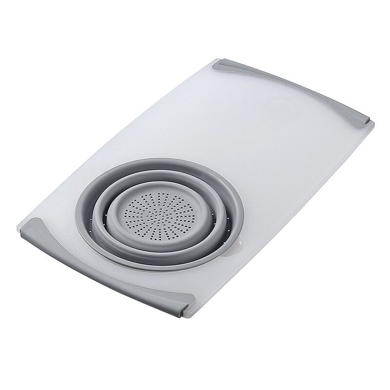 Over The Sink Cutting Board Plastic Chopping Board Built-in Drain Storage Basket Cut Fruits Vegetables Kitchen Chopping Boards: Default Title