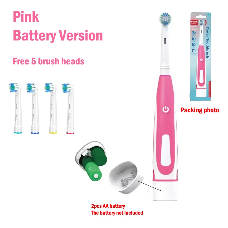 Cepillo de dientes eléctrico sónico redondeado, cepillo de dientes vibratorio 3D, rotación, cuidado de las encías, cabezales de cerdas suaves, batería, blanqueamiento dental: Oro