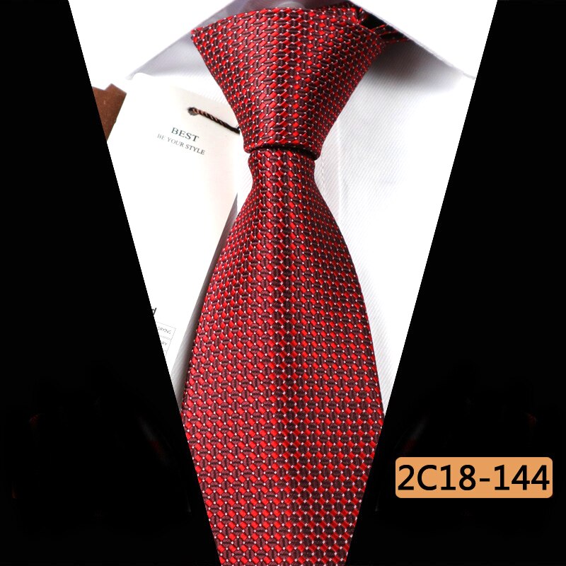 YISHLINE Men Ties 8 cm POLKA DOTS Cassual Jacquard Woven Necktie Mens Tie Business Corbata Para Hombre Accessories: 2C18-144