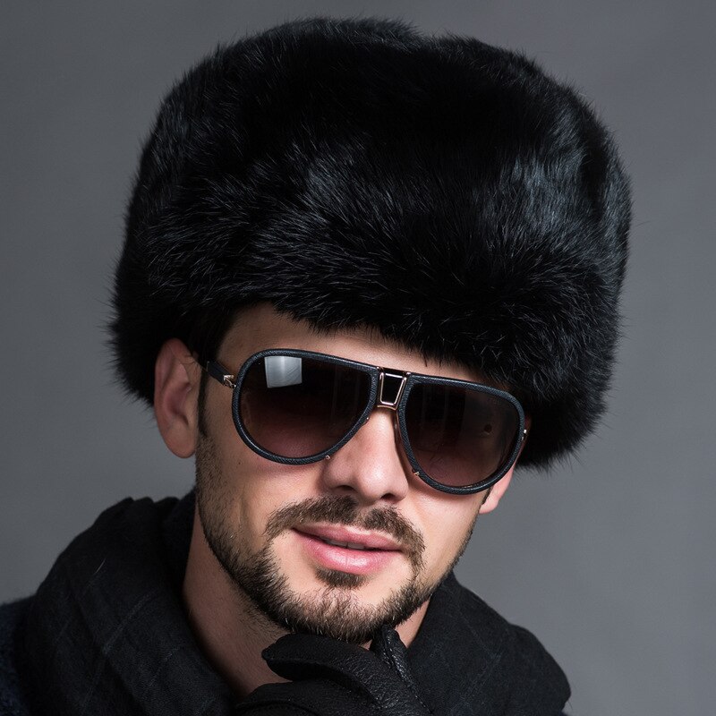 1PC Men Winter Faux Fur Warm Hat Russian Guard Hat with Earflap