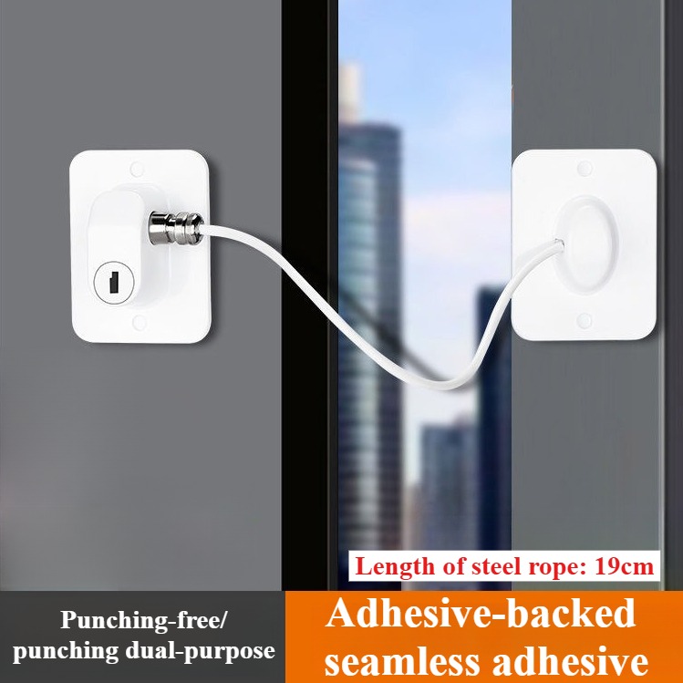 Fechadura de segurança infantil, trava dupla sem perfuração, limitador de janela, alumínio, porta, janela, fechaduras de segurança: YELLOW