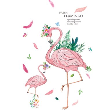 [shijuekongjian] Romantic Flamingo Wall Stickers DIY Cartoon Animals Wall Decals for House Kids Rooms Baby Bedroom Decoration: flamingo sticker