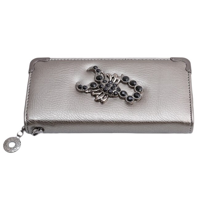 Cartera bolsa de mano con cremallera esqueleto titular de la tarjeta de embrague cartera femenina RD678051: silver scorpion