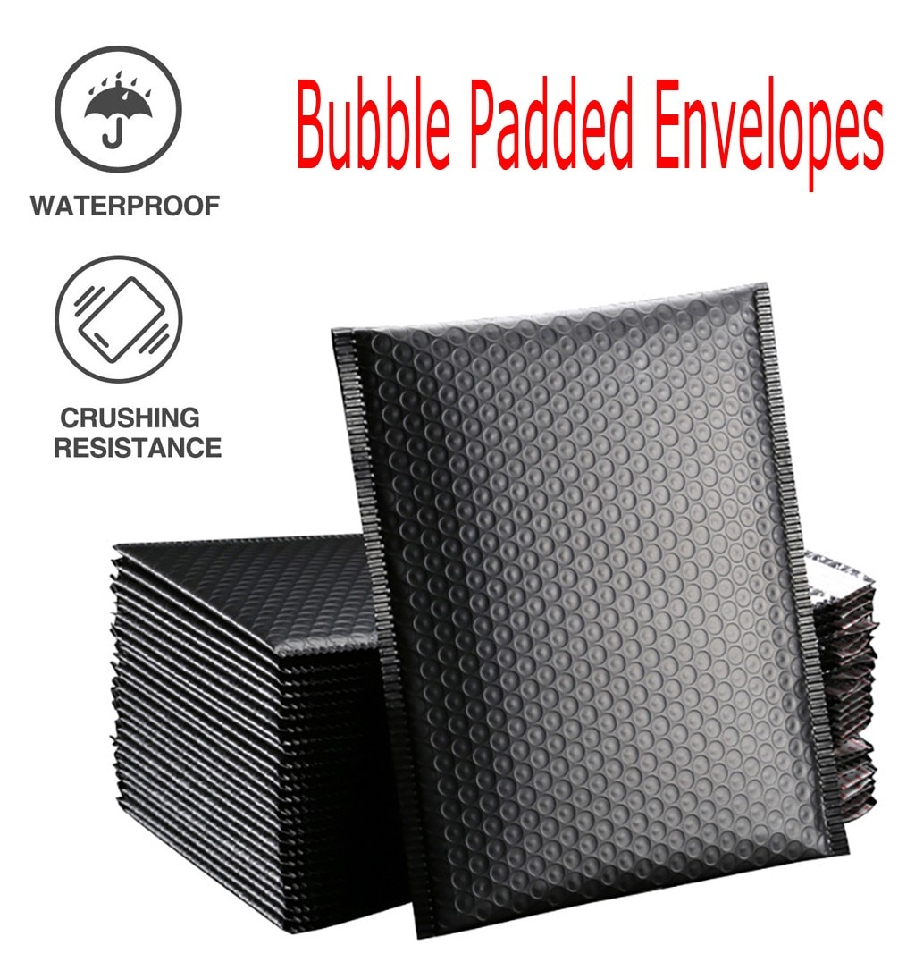 50pcs/Lot Black Paper Bubble Envelopes Bags Mailers Padded Document Magazine Envelope Bubble Wrapping Mailing Bag