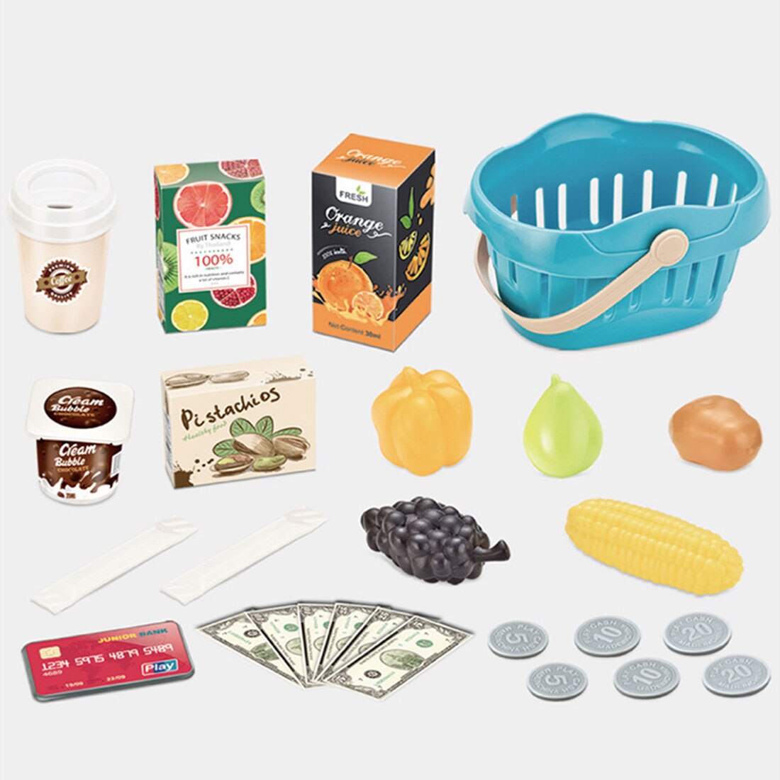 27Pcs Kinderen Supermarkt Pretend Play Multifunctionele Simulatie Kassa Speelgoed Set-Rood