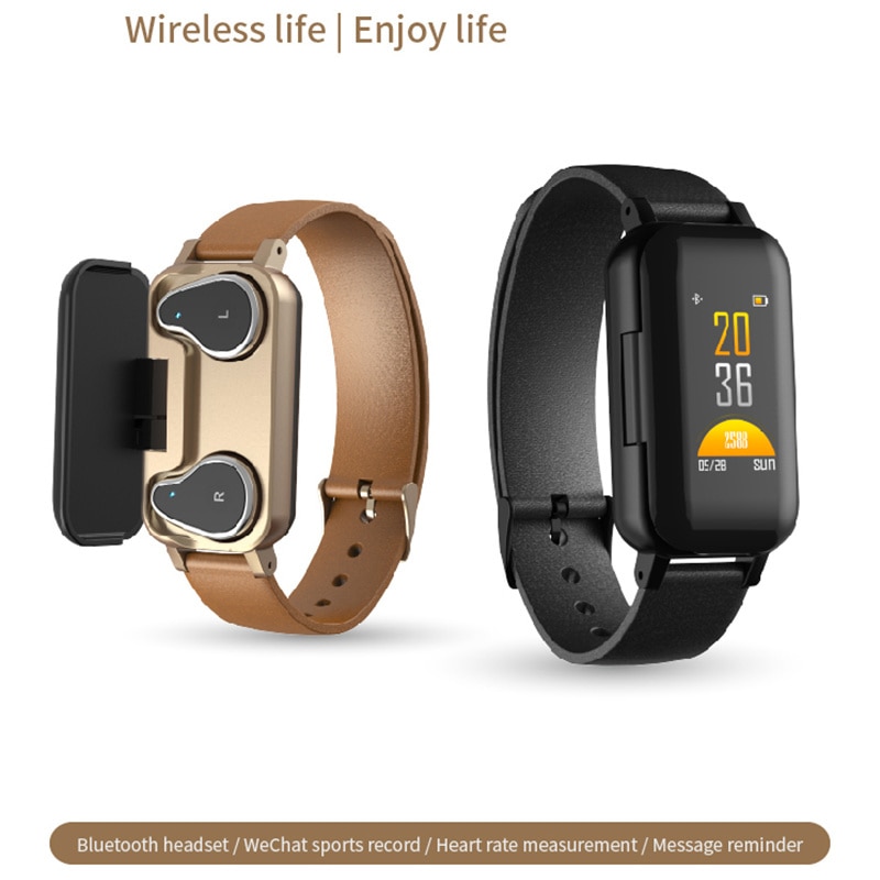 L818 Smart Horloge Draadloze Bluetooth Oortelefoon Slaap Monitoring Armband Smartband Polsbandje Horloge Band Fitness Tracker Band