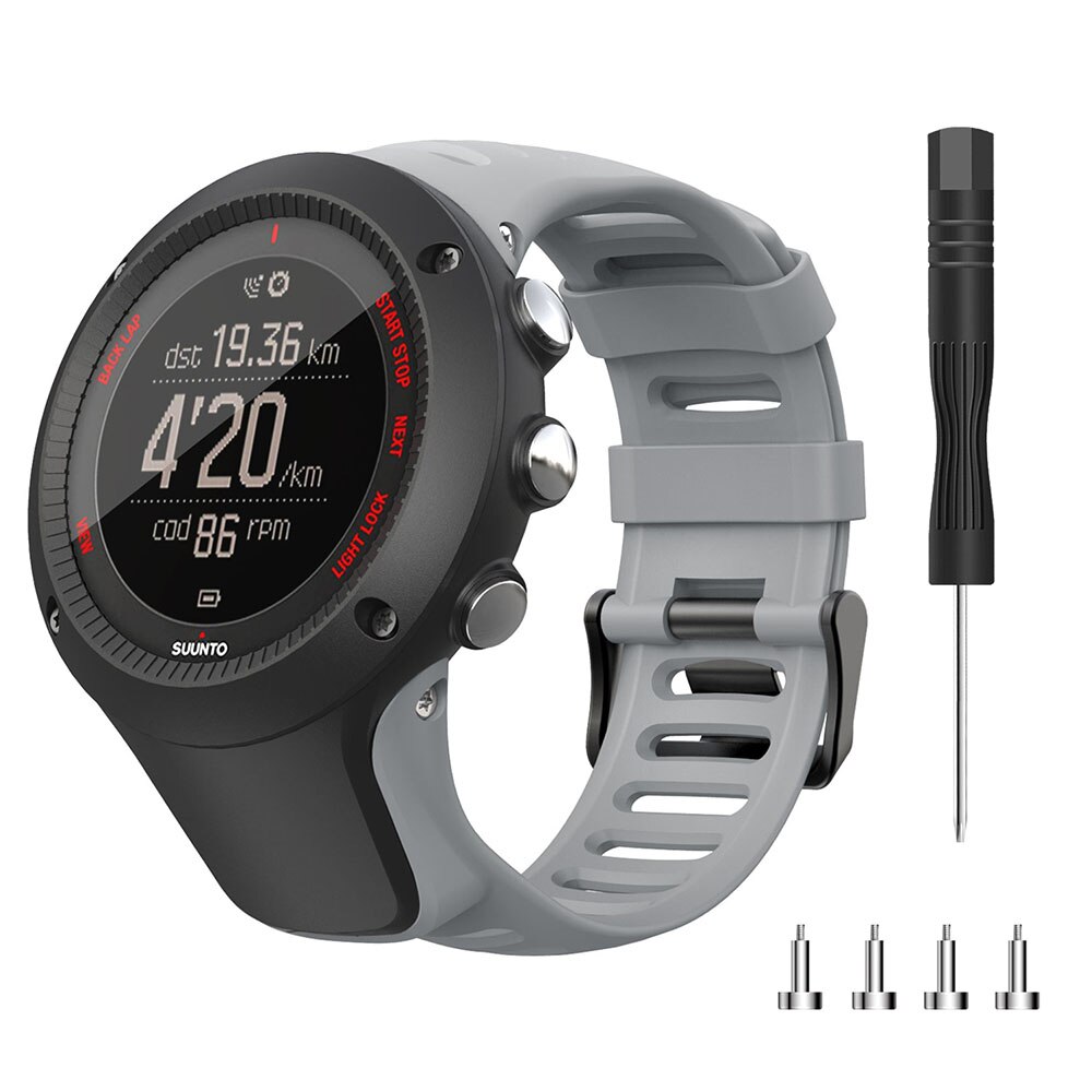 Silikon ersättning sport klockarmband för suunto ambit 3 /  ambit 2 /  ambit 1 smart watch armband armband rem 24mm klockarmband: Grå
