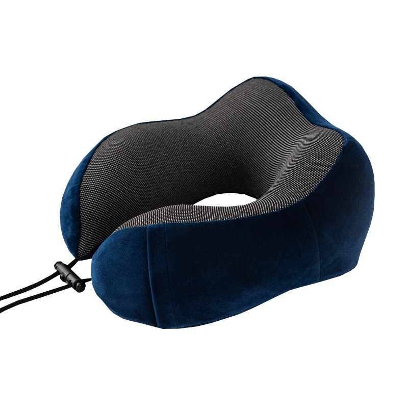 memory foam neck pillow massage cushion travel vacation car seat rest: Navy