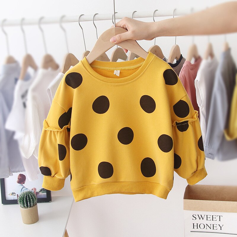 Baby Lente Herfst Kleding 1-6T Baby Kids Baby Meisjes Top Overhemd Sweatshirt Lantaarn Lange mouw Stippen Shirts