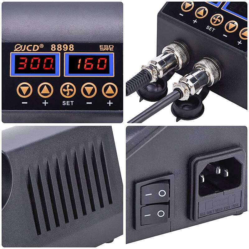 Estación de soldadura de reprocesado SMD 2 en 1, 750W, pantalla Digital LCD, estación de soldadura de hierro para soldadura de aire, PCB BGA, reparación de IC 8898