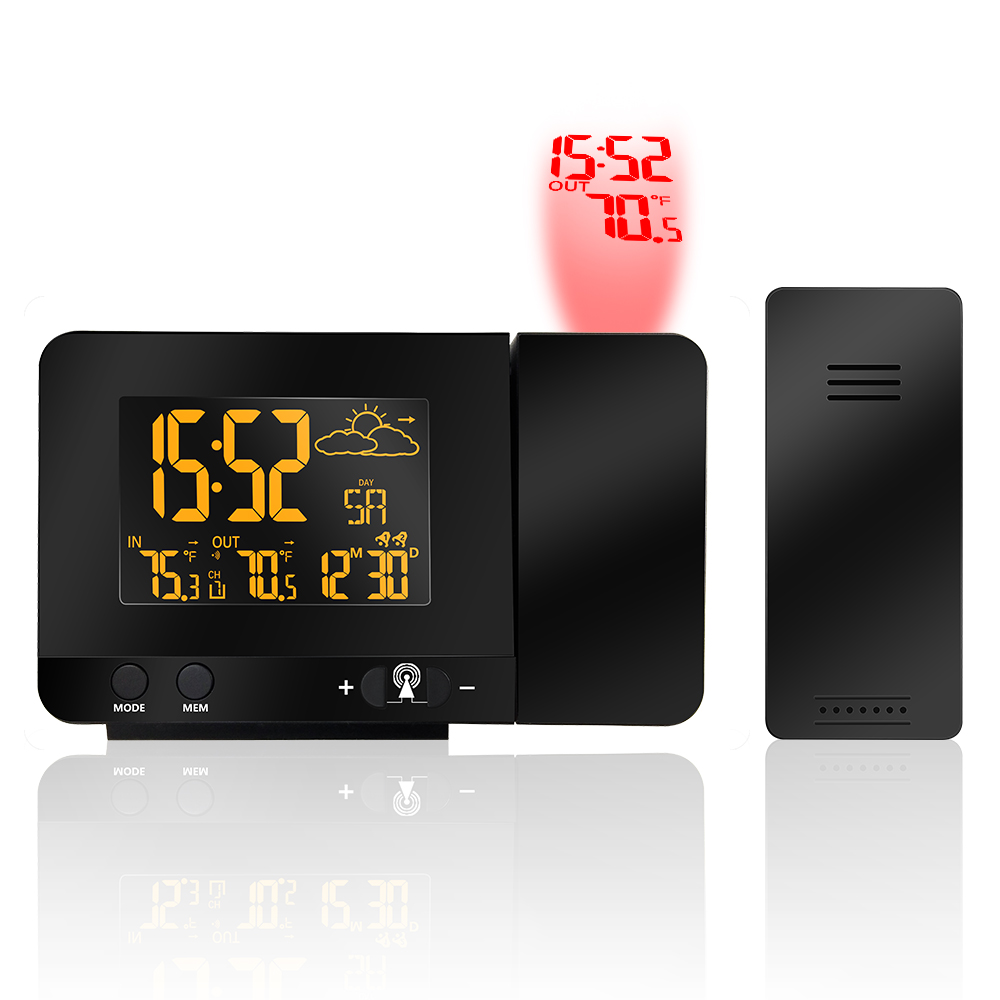 Projection Alarm Clock Projector Clock, Protmex PT3531B Alarm Clock Ceiling Projection Indoor/Outdoor Thermometer Clock