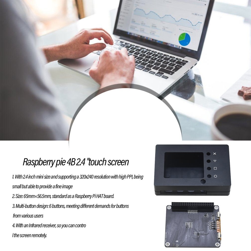 2.4 Inch 320 240 Touchscreen TFT Screen LCD Display Hat With Buttons IR Sensor For Raspberry Pi 4B/3B/2B+/A+