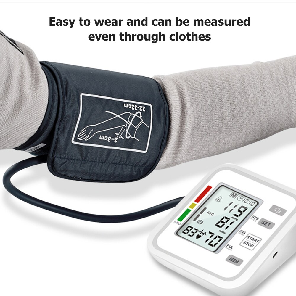 LCD Display Upper Arm Automatic Digital Blood Pressure Monitor Cuff Home Sphygmomanometers Measurement Blood Pressure HH