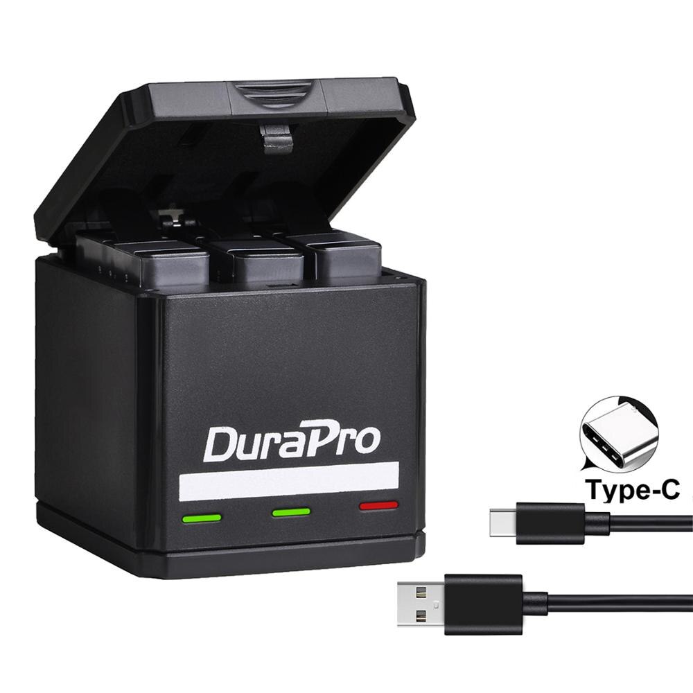 För gopro hero 7 hero 6 hero 5 svart batteri + usb 3- portar laddare med typ c port för gopro hero 7 6 hero 5 actionkameror: Endast laddare