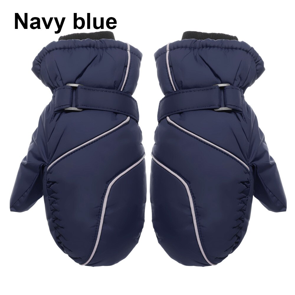 1Pair Children Kids Winter Warm Gloves Boy Girls Outdoor RidingSki Snowboard Windproof Waterproof Thicken Warm Mitten: Type3-navy blue