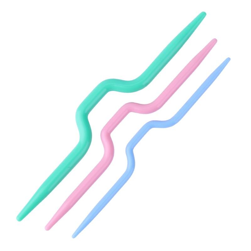 3pcs/set Plastic Twist Curved Needles Scarf Sweater Knitting DIY Handmade Weaving Tool Sewing Accessories Twist Curved Needles