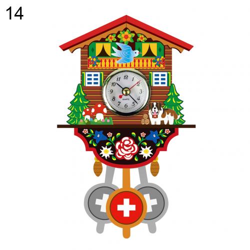 Reloj de cuco de resina 3D hecho a mano de madera antigua nórdica, colgante de pared, llamada de pájaro, campana de tiempo, cronometraje, oscilación automática para niños Roo