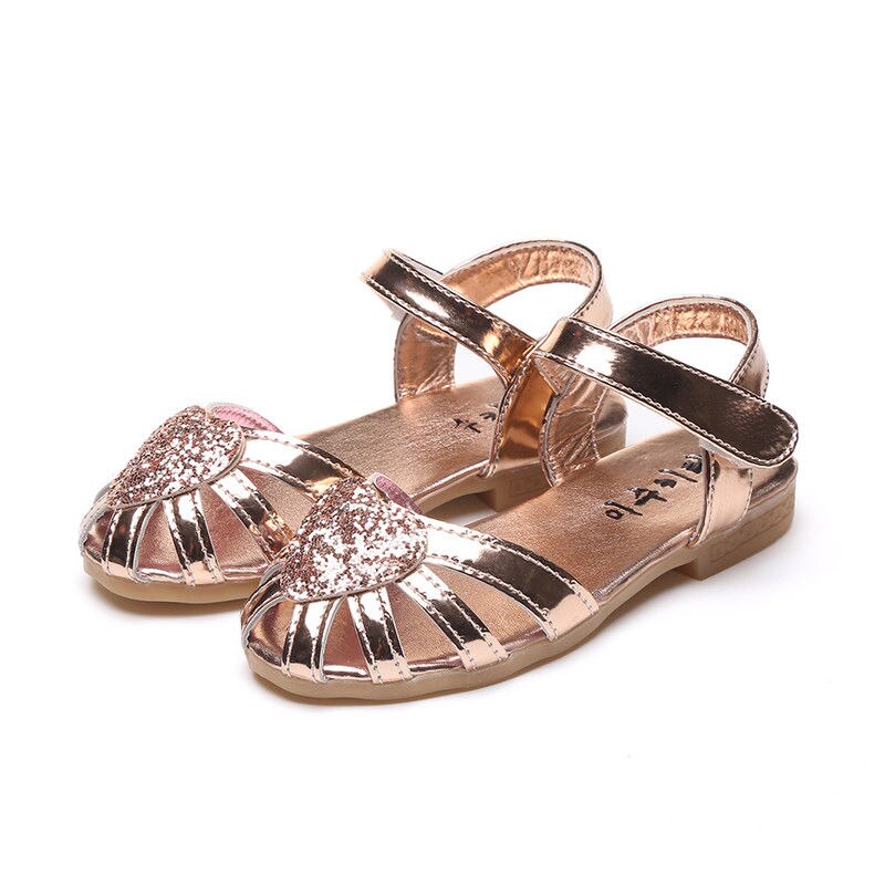 Princess shoes Summer Cute Princess Dance Kid Girl Leather Princess Sandals Soft Crib Shoes Toddler Prewalker: Beige / 9.5