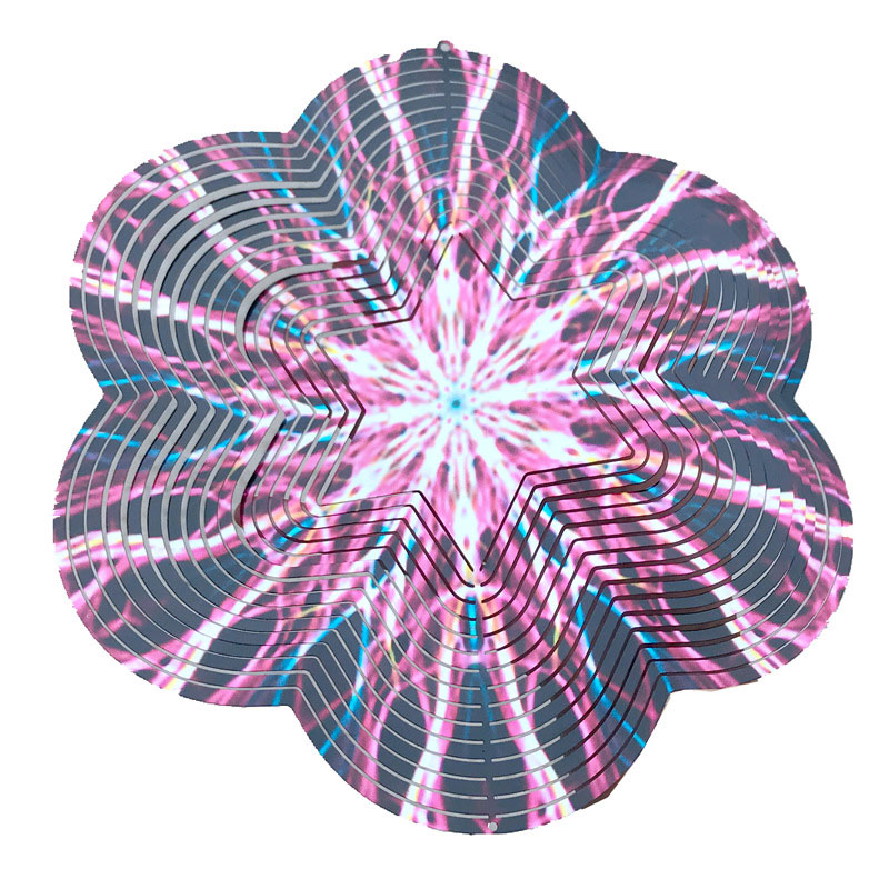 Vogels En Bloemen Rvs 3D Draaiende Wind Spinner Chime Spiegel Metalen Huis Tuin Decoratie Outdoor Indoor Ornamenten