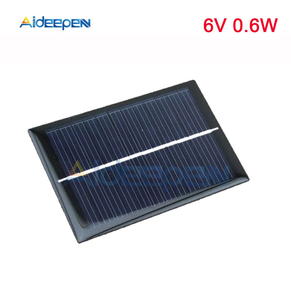 Solpanel 0.05w 0.6w 1w 1.5w mini solcelleanlæg diy til solceller batteri mobiltelefon oplader 0.5v 6v 9v hjemmebelysning: 6v 0.6w
