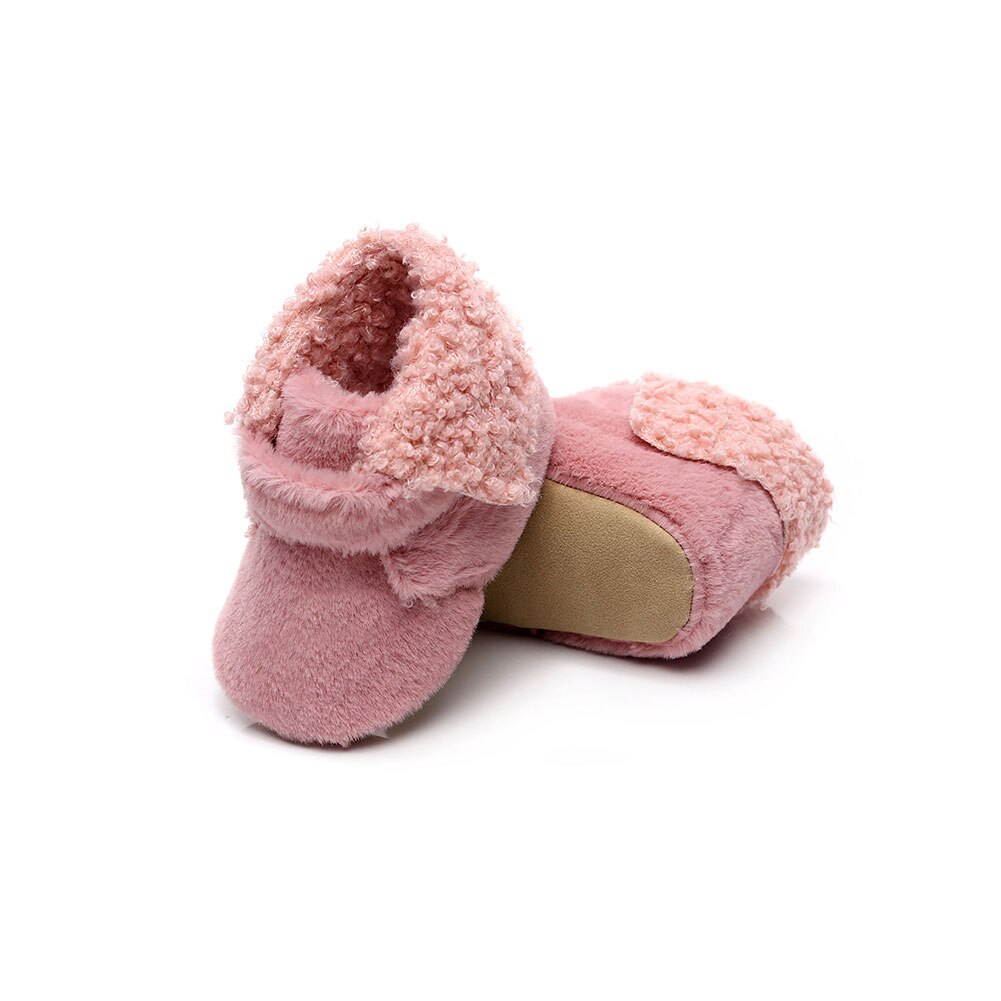 Baby kinderen winter bont wieg schoenen zachte zool pluche gevoerde pantoffels peuter eerste loopschoenen antislip bodems warme schoenen: 4 / 12