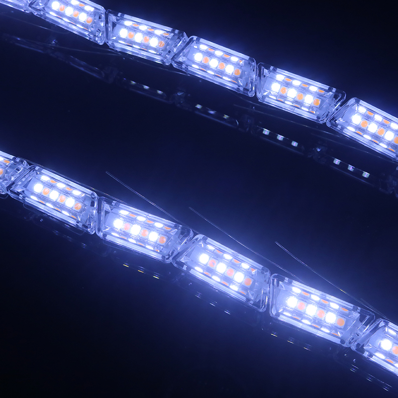 2 Stuks Flexibele Auto Dynamische Led-dagrijverlichting Strip Witte Richtingaanwijzer Gele Strips Vloeiend Licht Voor Auto 12V koplampen