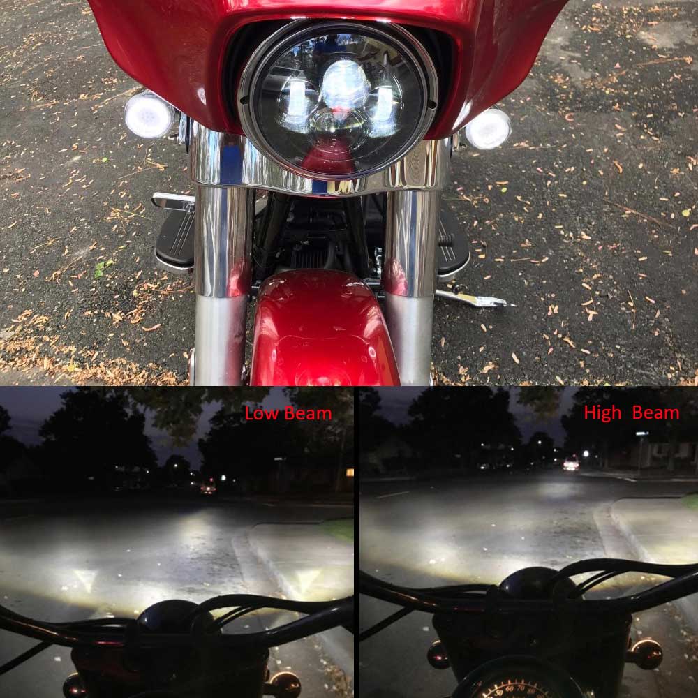 Round 7" Motorcycle Black Projector HID LED Headlight for Harley 7 "LED Motorcycle Headlight Assembly Headlamp For Davidson