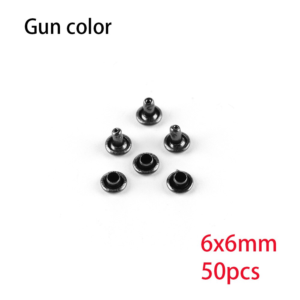 50PCS Spikes Studs Double-Sided Screw Rivets Spike for Shoes Belt Bag Crafts DIY Sewing Garment Bracelet Leathercraft Accessory: gunmetal-6X6mm