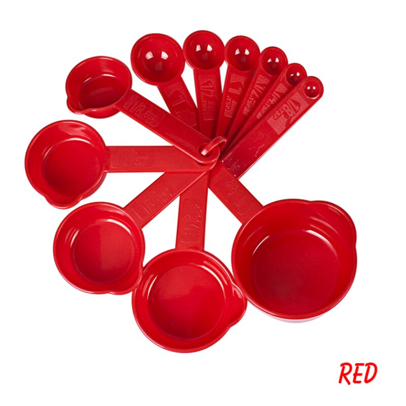 11pz Da Cucina di Misura Cucchiai Cucchiaino Da Caffè di Zucchero notizia in anticipo di Cottura Della Torta di Farina Tazze di Misurazione Utensili Da Cucina impostato: rosso